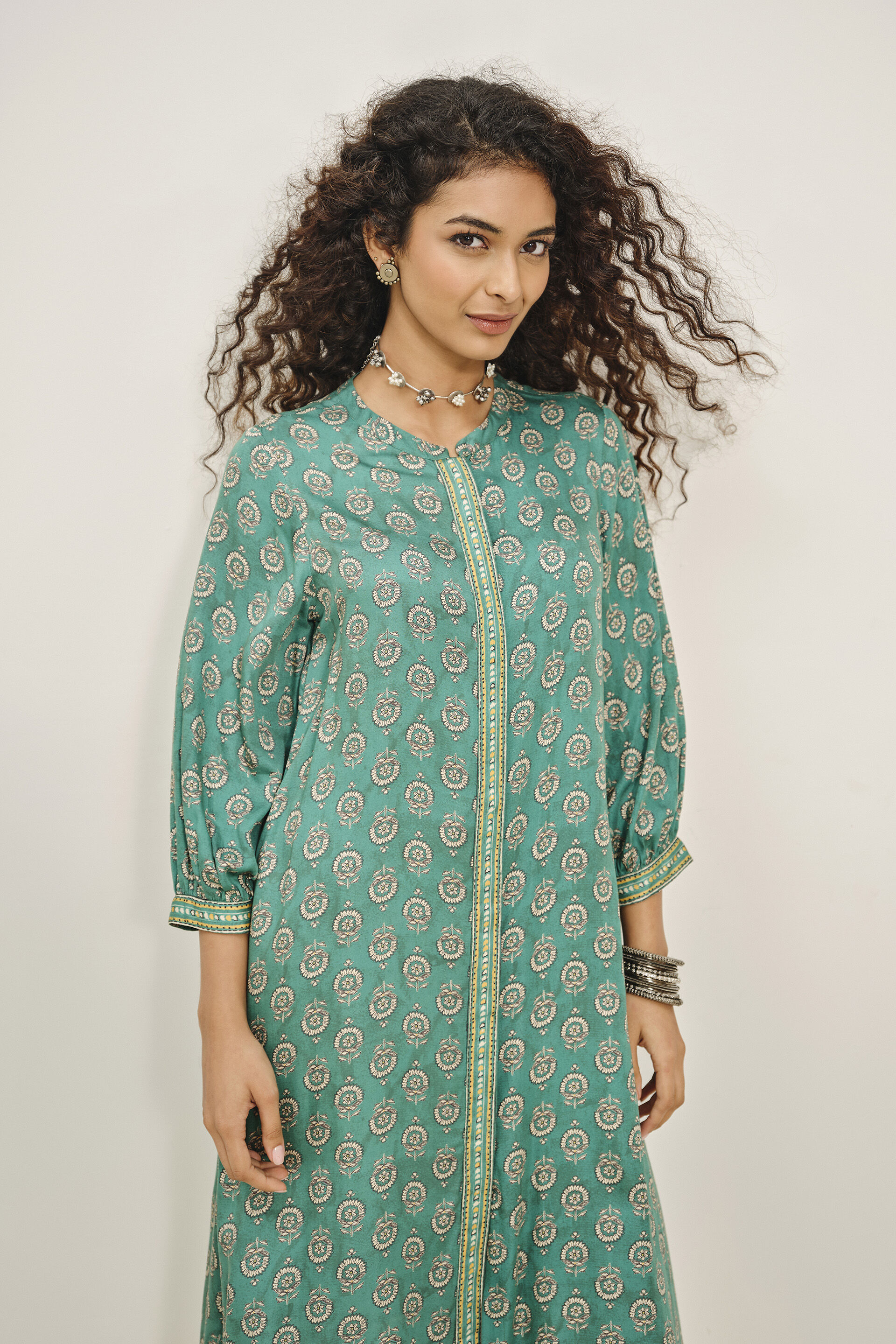Avni Green Kurta, Green, image 2